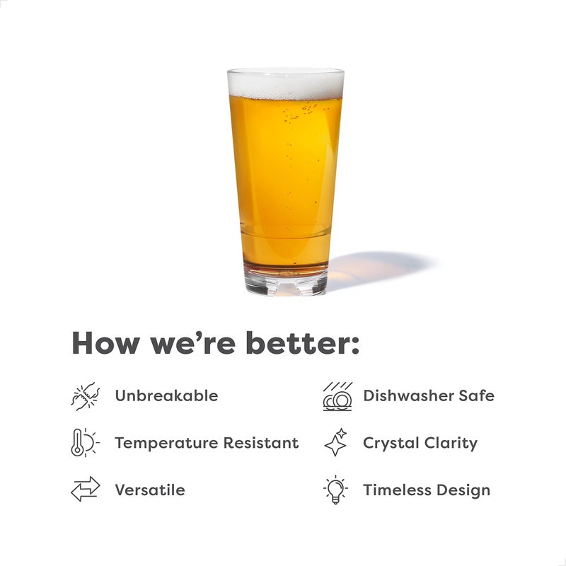 TOSSWARE RESERVE 16oz Stacking Pint, SET OF 24, Premium Quality, Tritan Dishwasher Safe & Heat Resistant Unbreakable Plastic Beer Glasses, Clear - Image 2